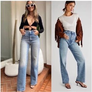 MOTHER Light Blue Flare & Wide Leg Jeans